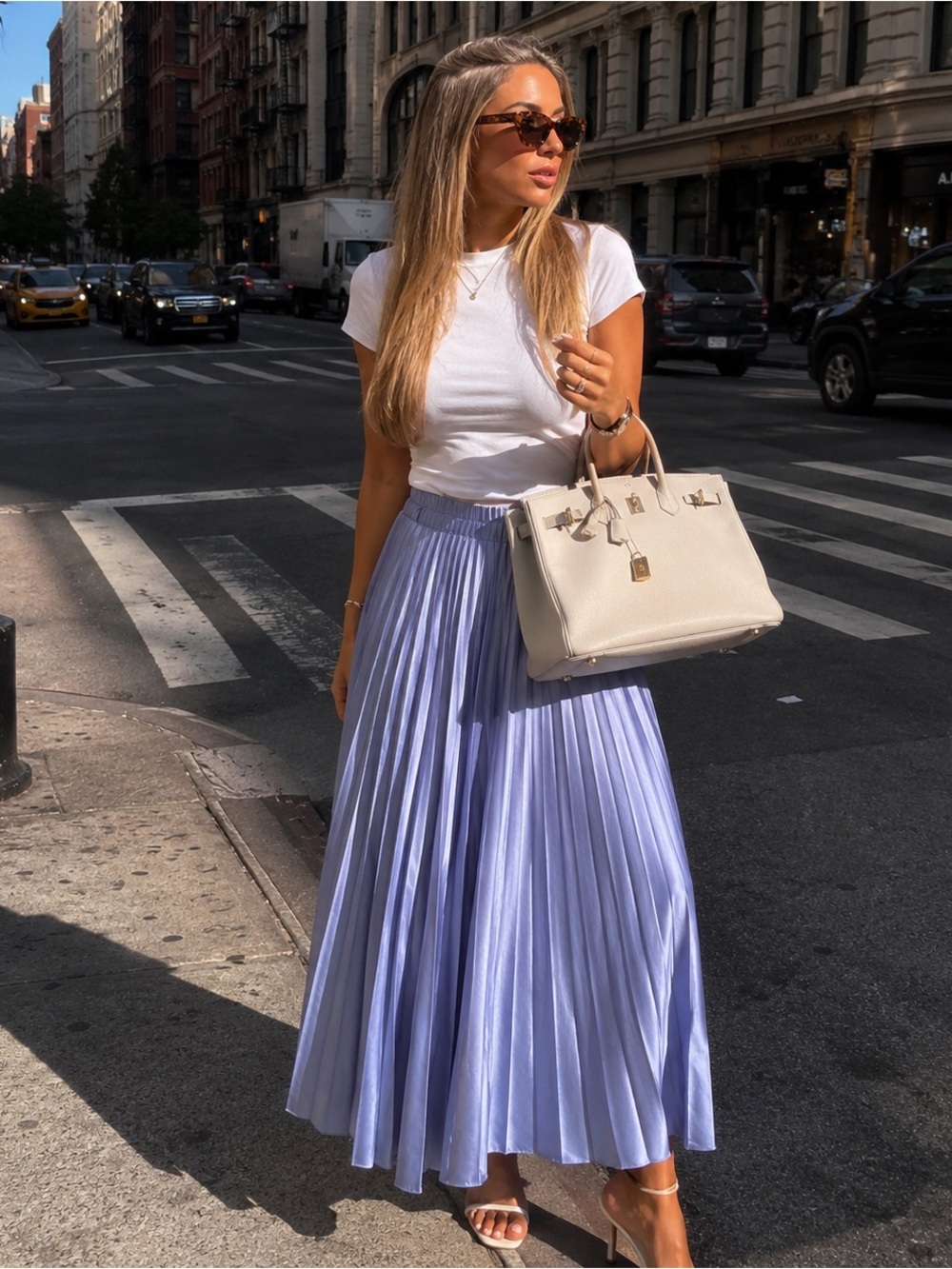 Dynamite Lavender Satin Pleated Midi Skirt Women’s Petite Small